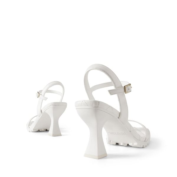 [Wonder Cloud] Athena Square Toe High Stiletto Heel Sandals - WHITE - 4